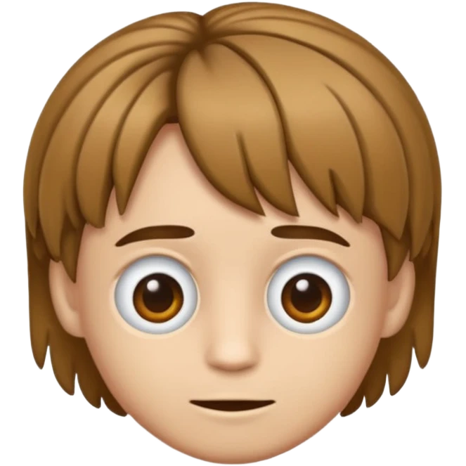 Crie um emoji de um menino com o cabelo castanho claro com uma franja e o corte low fade zumbi emoji