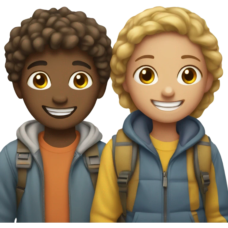 happy girl and boy outdoors emoji