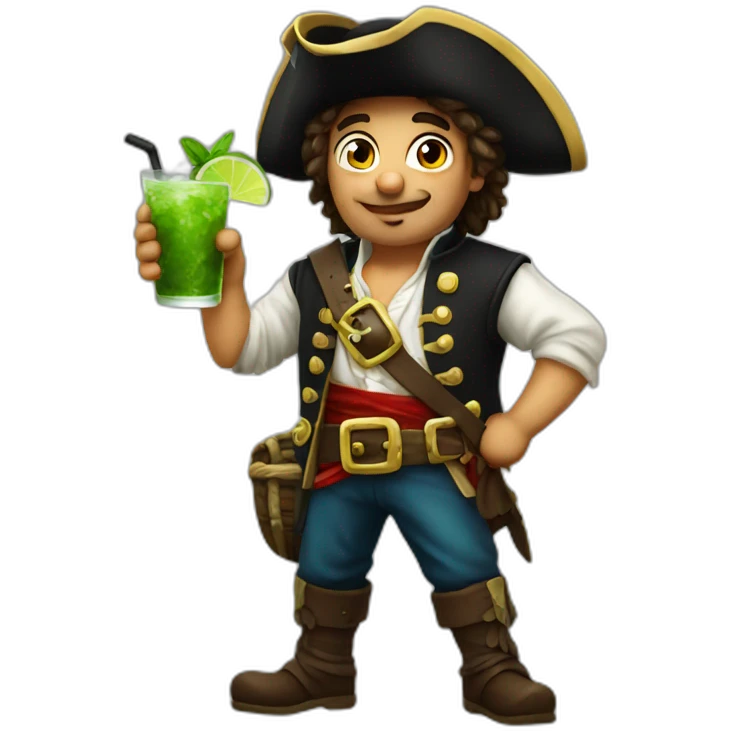 young italian pirate drinking mojito emoji