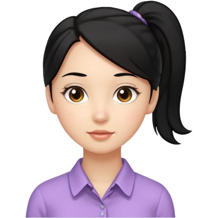 cewe lembut rambut hitam  kuncir satu kayak cute gitu tapi gausah adakepangnya  dan sudah agak dewasa gitu bajunya yang cute blouse emoji