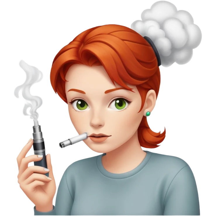 Red head vaping emoji