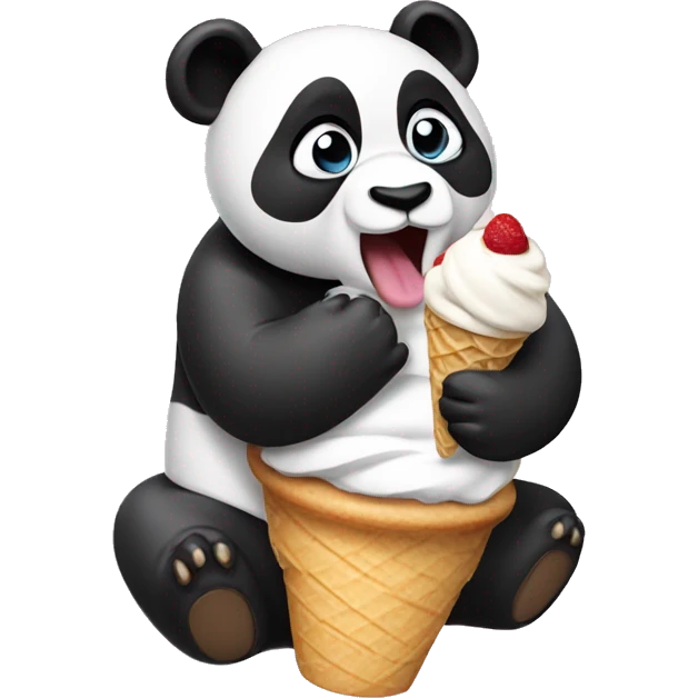 Panda eating ice cream emoji