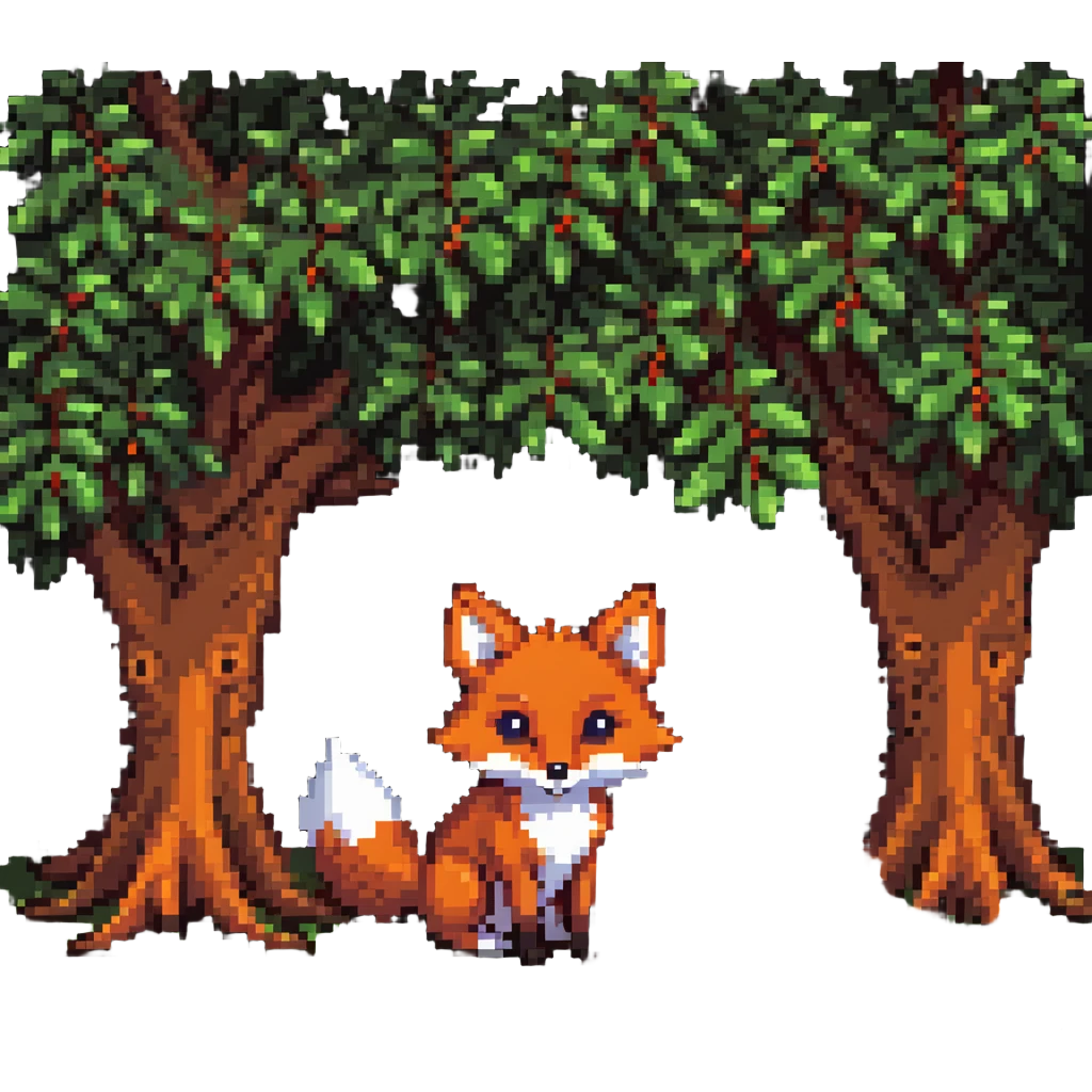 cute fox peeking from behind a tree emoji