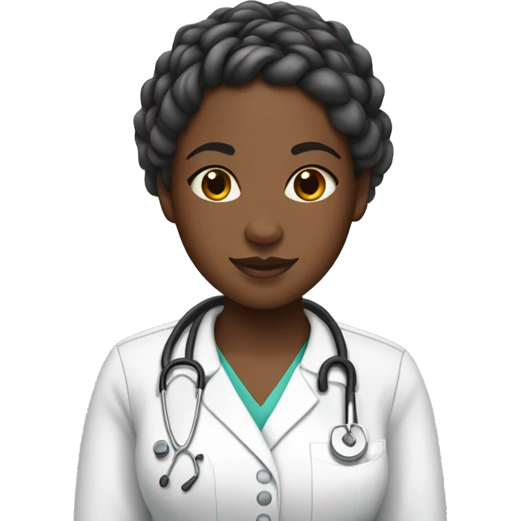 Black girl with knotless braids and nurse scrubs emoji