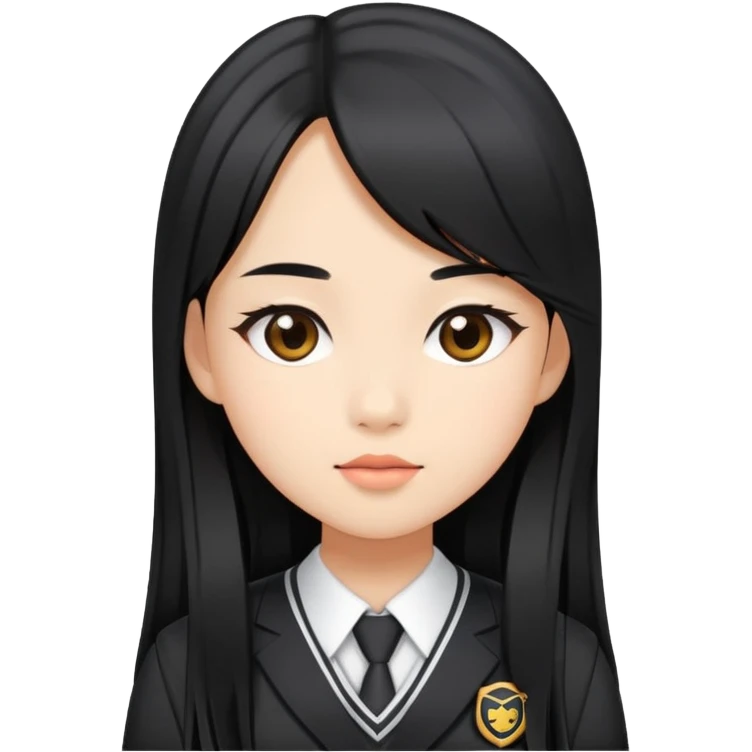 trendy schoolgirl with Asian skin, straight black long hair, chic uniform emoji