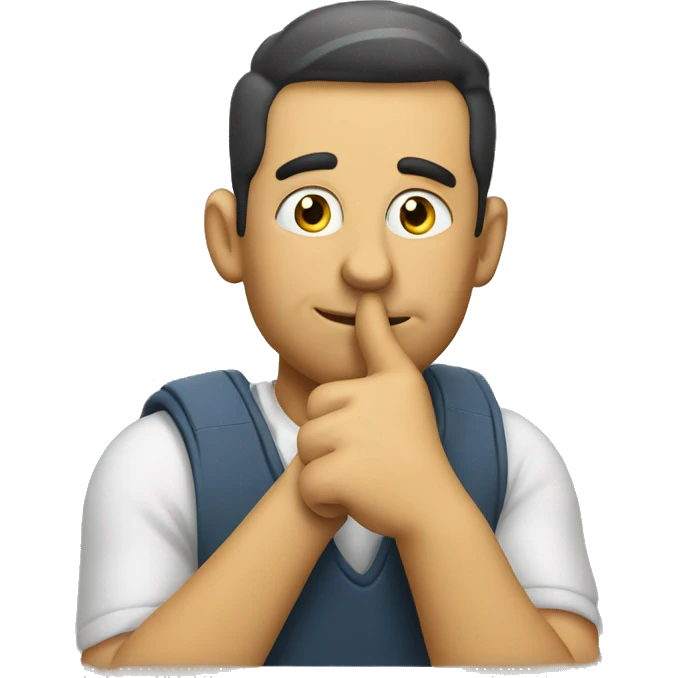 Thinking man with his hand in his face and thumbs up emoji