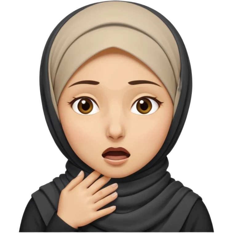 A light hijabi woman choking herself out of frustration but she's nonchalant  emoji