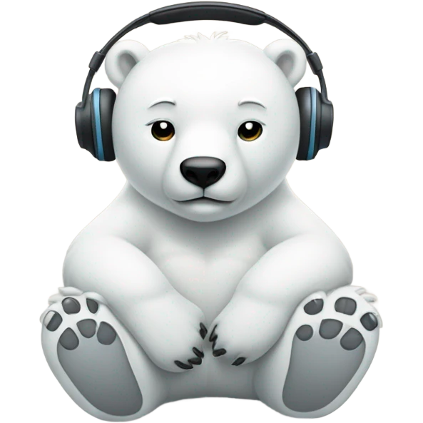 Meditating polar bear female with headphones and iPhone emoji
