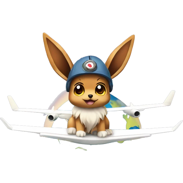 Eevee on top of the World with Airplane  emoji