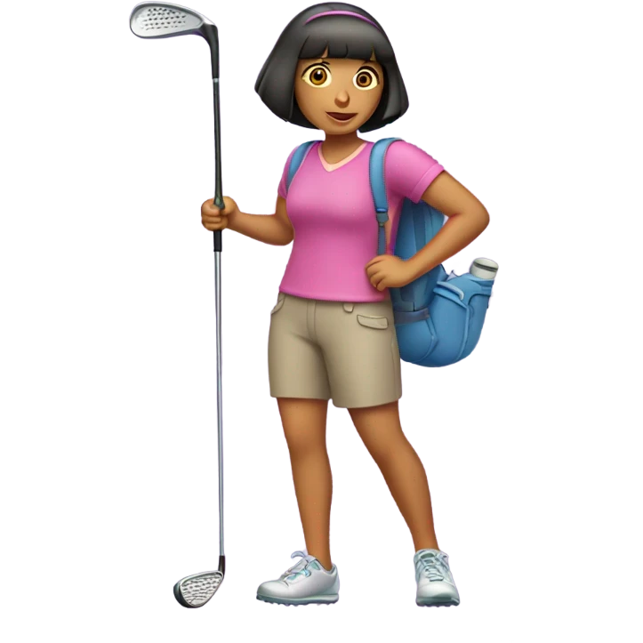  Dora, the Explorer carrying golf clubs emoji