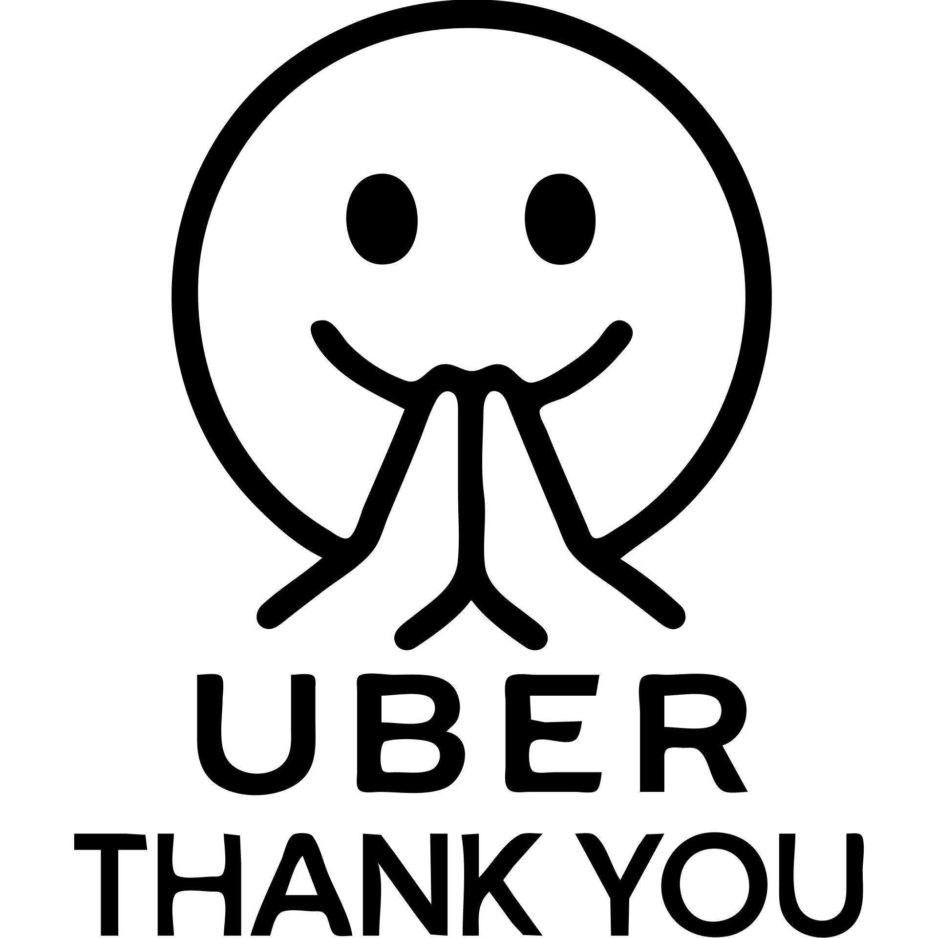 Uber-themed thank you emoji, modern, friendly, black and white color scheme, simple icon style emoji