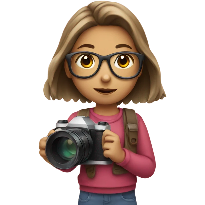 girl with a camera and a pencil emoji