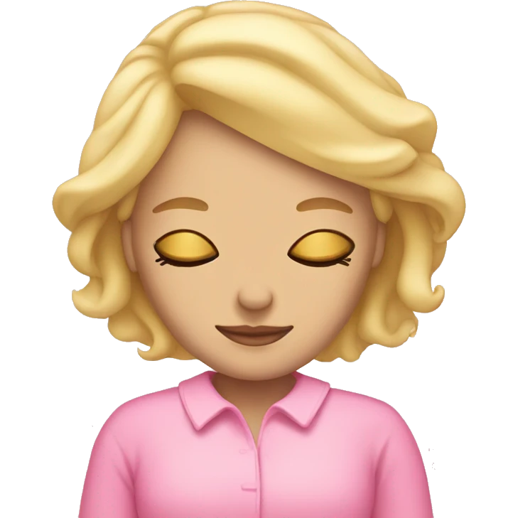 blonde girl sleeping dressed in pink emoji