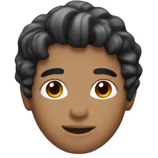 wihte hair with wavy black hair and brown eyes emoji
