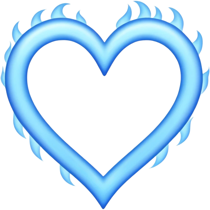 Blue flames in the shape of a pastel color all blue heart emoji