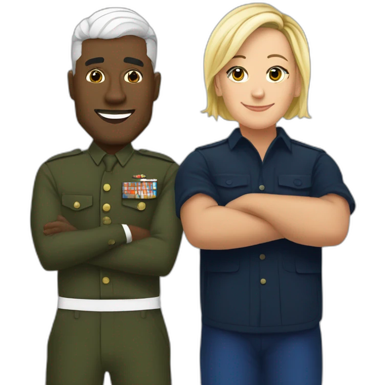 Marine le pen and a black men emoji