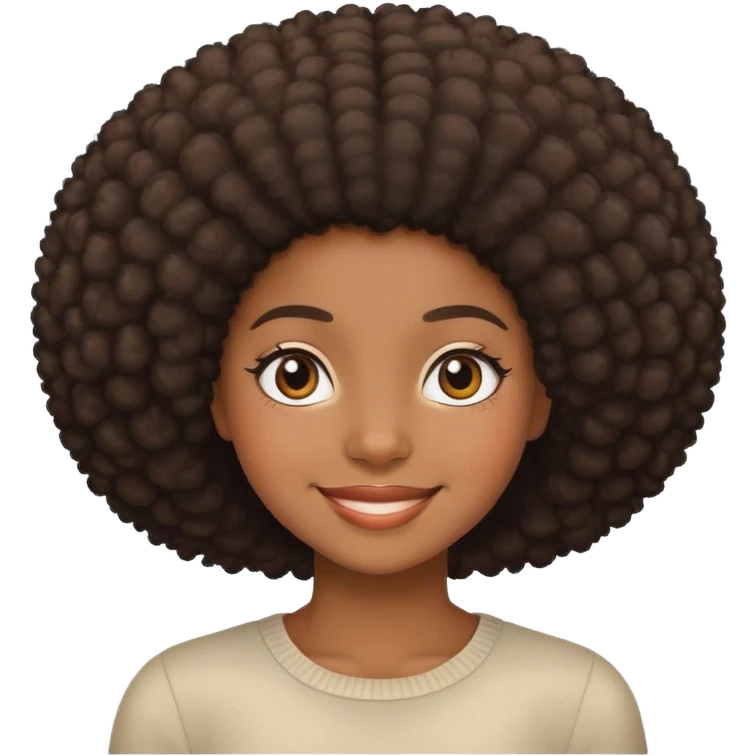 Black girl smiling with fro emoji
