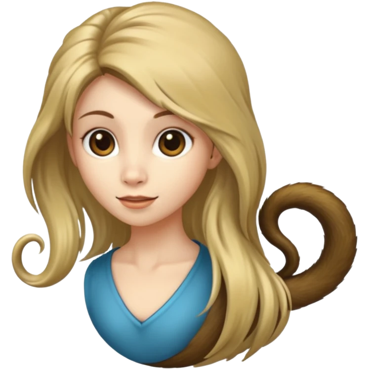 female with monkey tail, mame the tail clear emoji