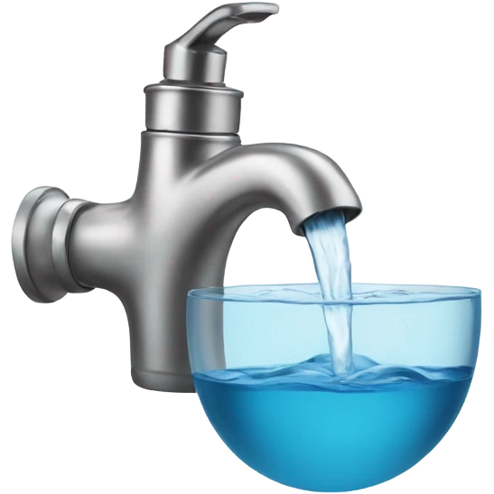 Water flowing from a faucet and a bowl emoji