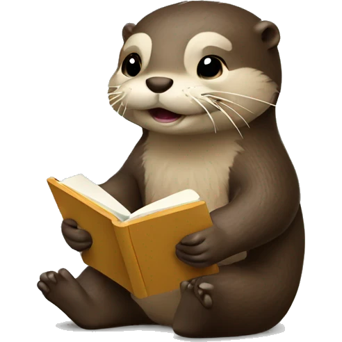 cute otter writing in a notebook with a pencil  emoji