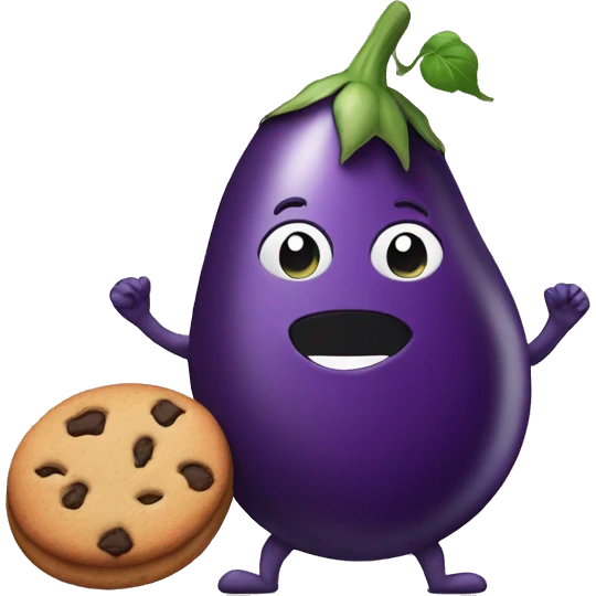 eggplant and cookie are friends emoji
