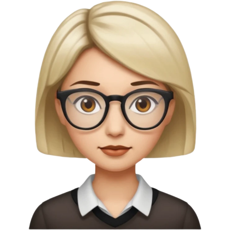 женщина с короткими светлыми волосами и темными корнями в очках и карими глазами и светлой кожей emoji
