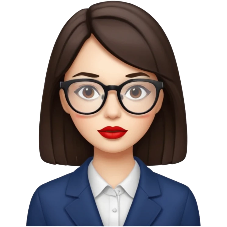 brunette with red lipstick and glasses emoji