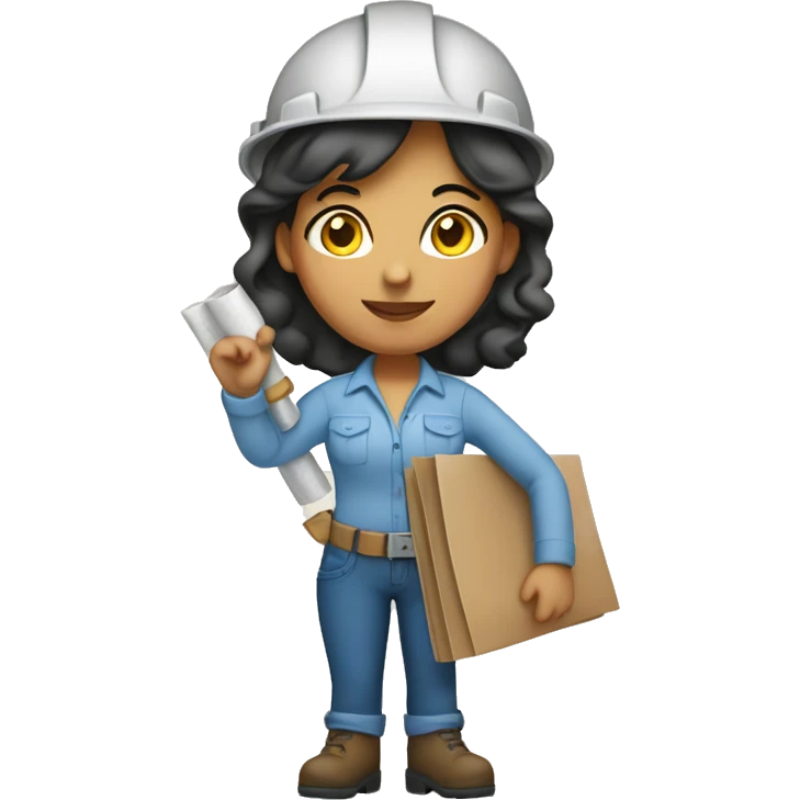 Hispanic construction woman holding a blueprint emoji