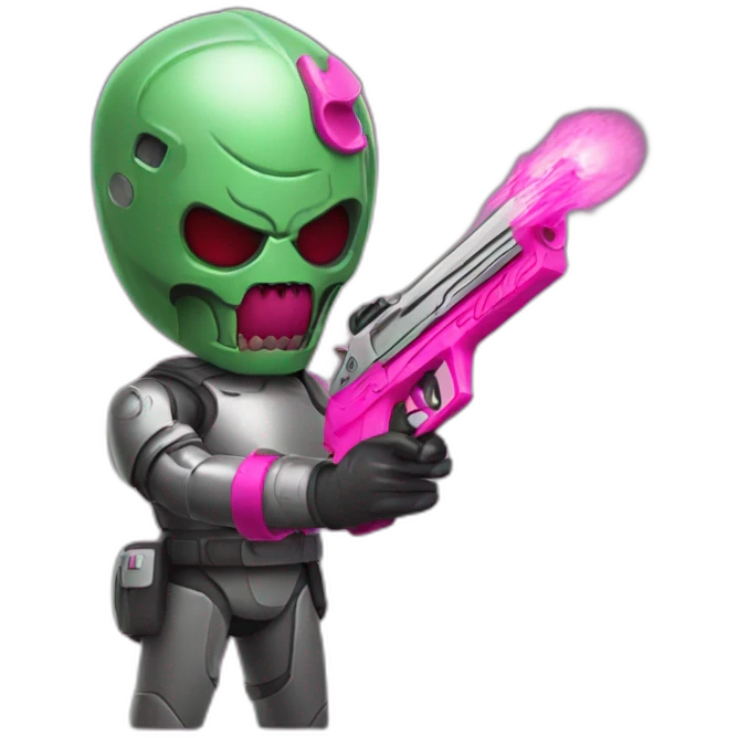 Mr doom holding pink gun emoji