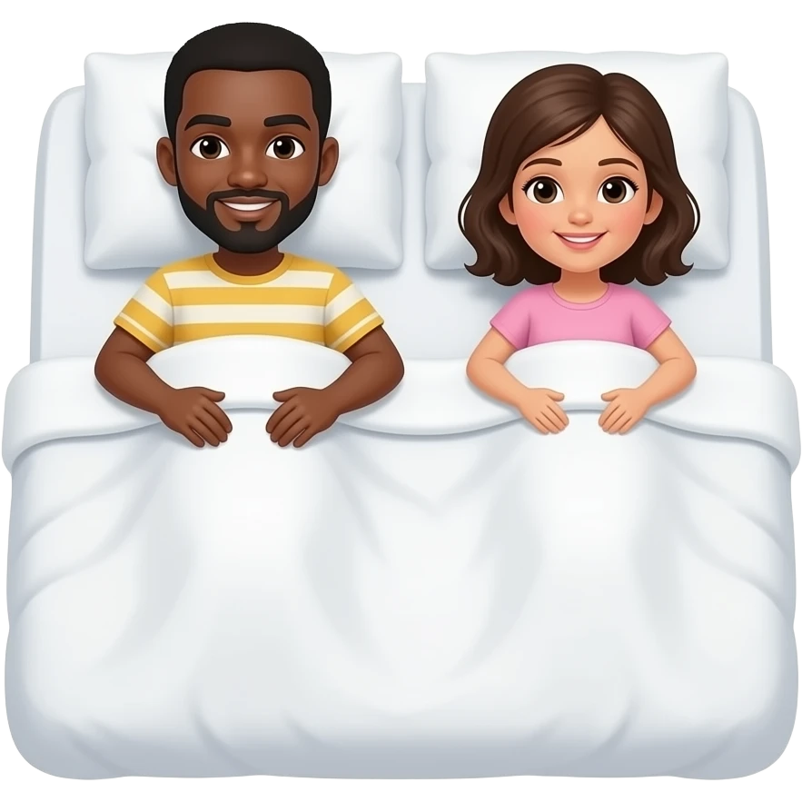 Black guy on a giant white bed with a girl emoji