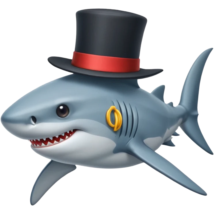 Shark with a top hat emoji