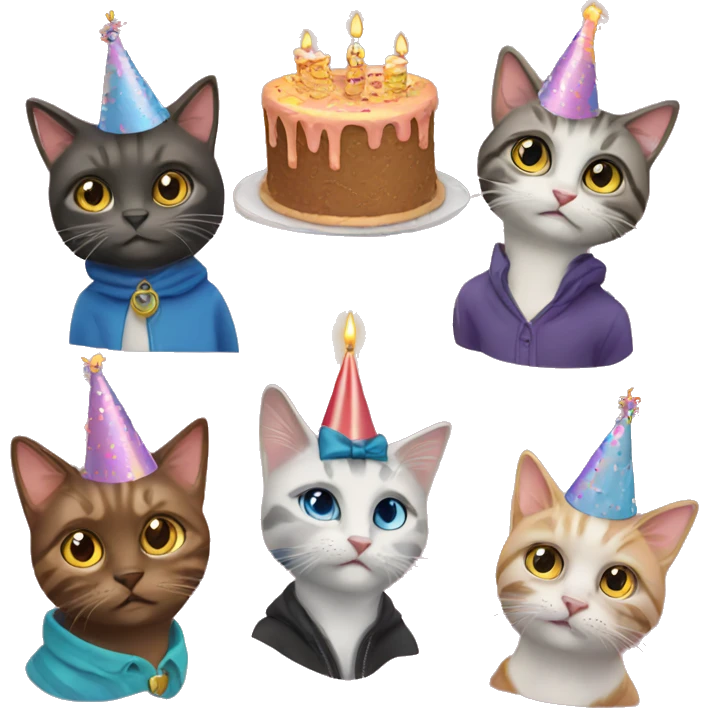 4 birthday cats emoji