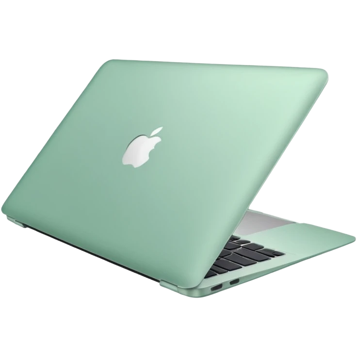 MacBook Air with a pastel green case  emoji