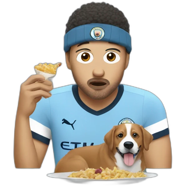 Man City fan eating a dog emoji