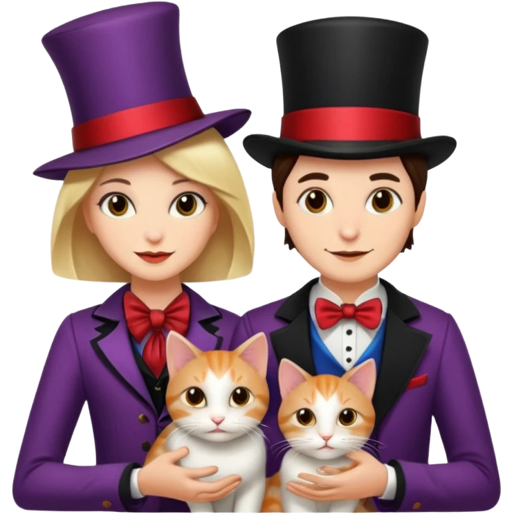 magician couple and their pet cat emoji
