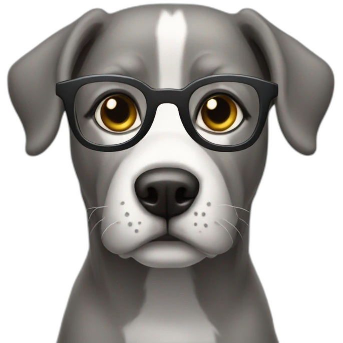 Dog Gray Beegel, Gray Eyes with Glasses emoji