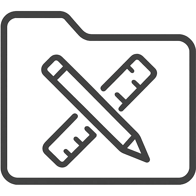 simple modern folder icon for 'school', no gradient, symbol of a crossed pencil and ruler, clear lines, neutral colors emoji
