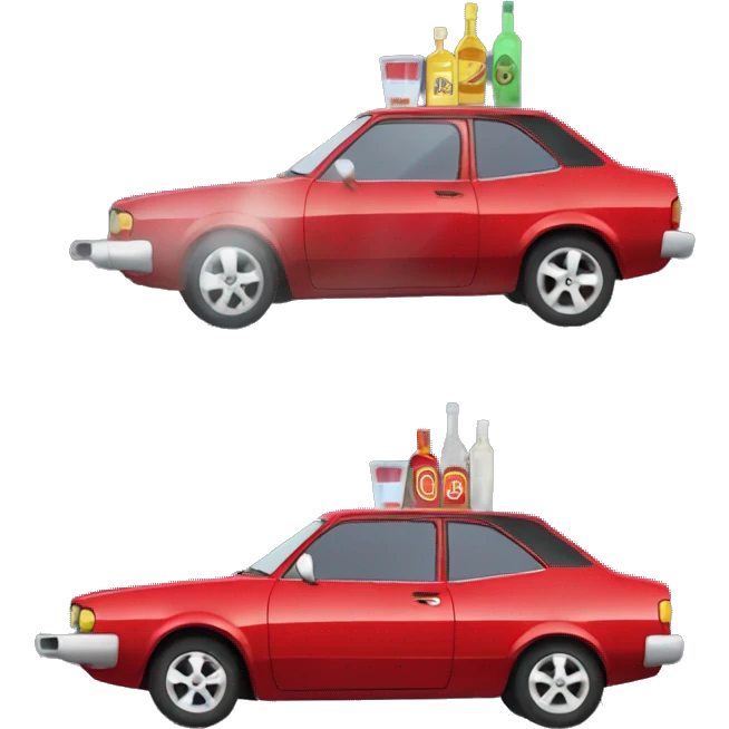 red car toyota corolla with vodka emoji