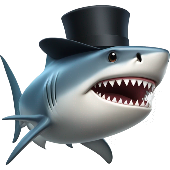 Shark with a top hat emoji