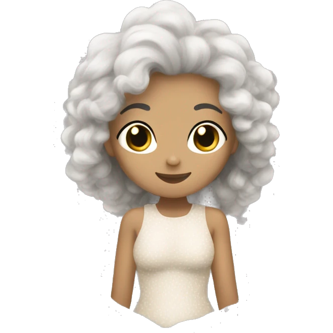 A meermaid beige white fluffy  with a medium size gray spoton its back emoji
