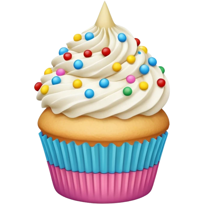 Vanilla Cupcake with white icing and colorful sprinkles  emoji