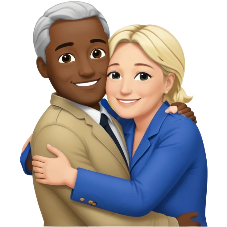 Marine le Pen hugging a black man emoji
