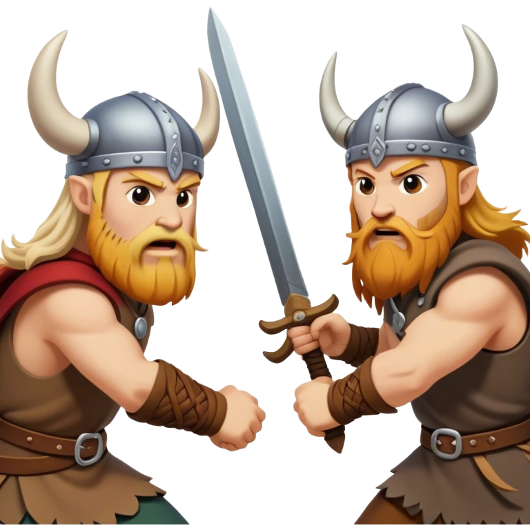 Dos vikingos enemigos peleando emoji