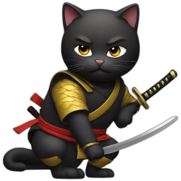 Cat ninja katana emoji