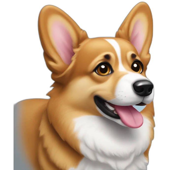 Corgi negro guiñando un ojo emoji