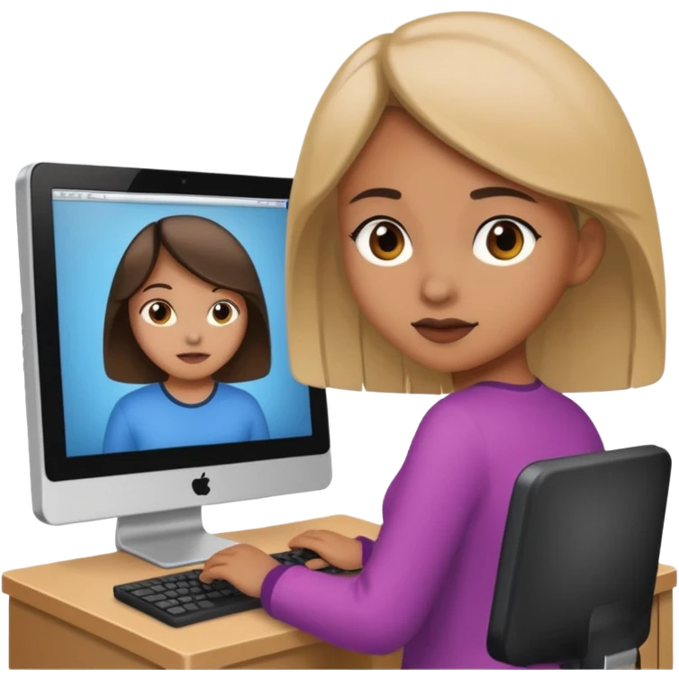 a girl entering/walking a computer room in an organized manner emoji