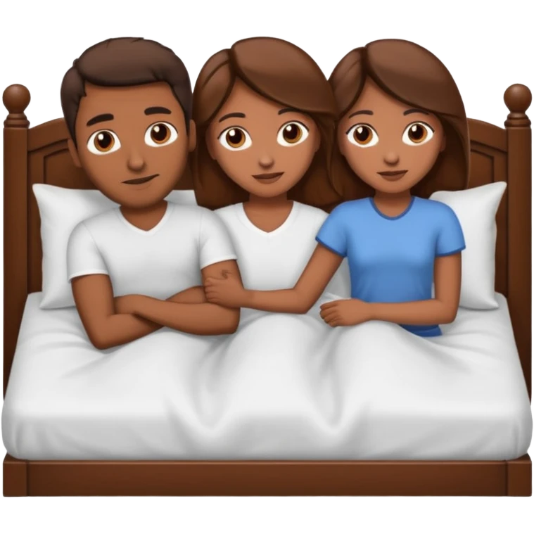 Brown Man with brown hair woman bent over naked having sex in bed emoji