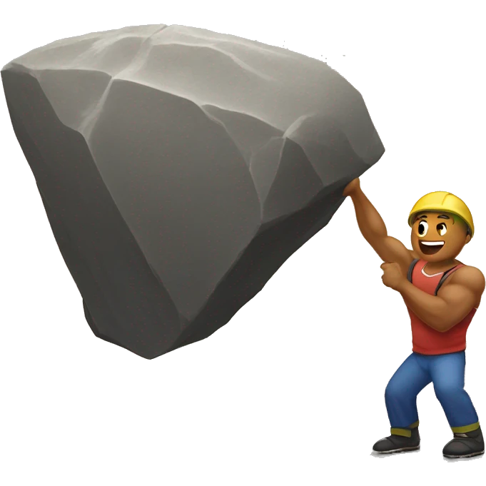 lifting a giant big boulder rock behind the back. show the boulder emoji