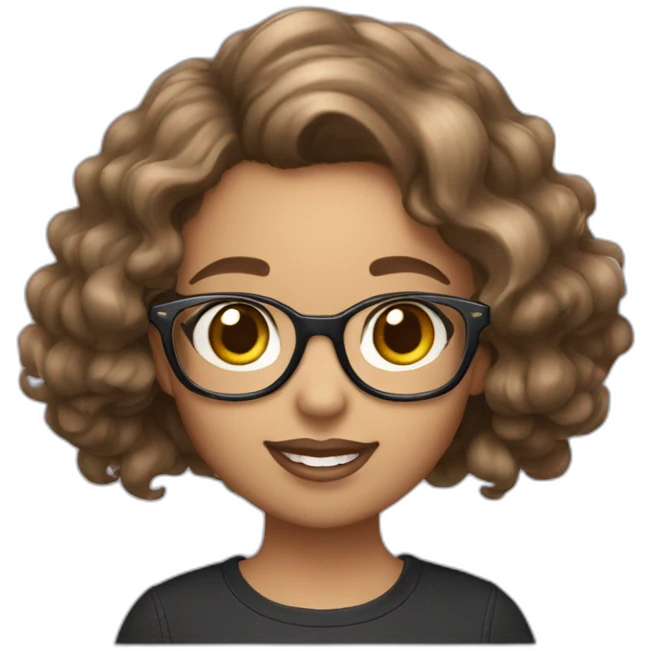 a girl with wavy hair glasses with the hello kittu raibon emoji