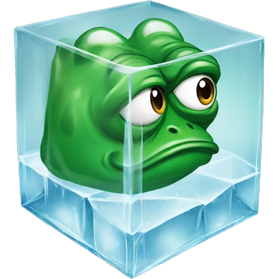 pepe the frog inside an icecube emoji